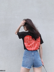 Quần jean short kiểu túi tua xanh B5112