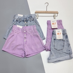Quần jean short nhiều nút xanh B5099