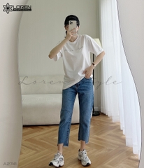 Áo thun nữ LOREN chữ Loren style trắng A2741