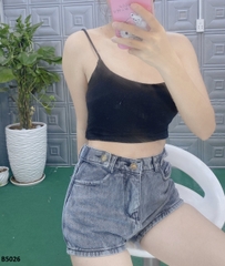 Quần jean short trơn đen B5026
