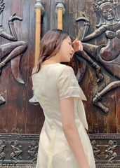 Đầm nơ ngực voan xốp nude C1375