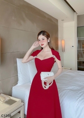 Đầm ngọc trai đỏ C1356
