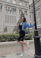 Áo khoác jean LOREN nút kiểu xanh A4099