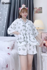 Đồ ngủ pijama ngắn phối màu trắng D1727