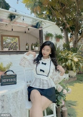 Set áo nơ chân váy đen A9054