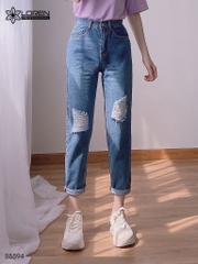 Quần jean baggy LOREN rách gối xanh B5594