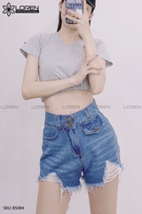 Quần jean short 2 nút tua xanh B5084