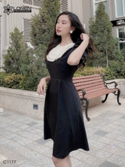 Đầm phối bèo đen C1177