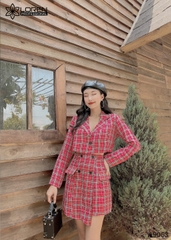 Set vest tay dài caro đỏ A9053