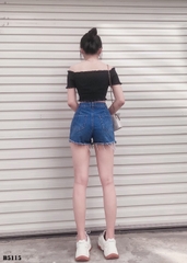 Quần jean short 2 nút tua xanh B5115