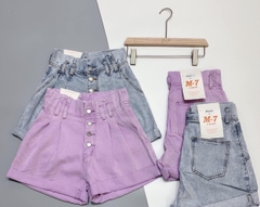 Quần jean short nhiều nút xanh B5099