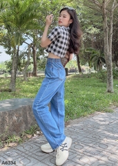 Áo croptop caro đen A6334