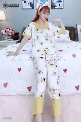 Đồ ngủ pijama tay ngắn quần dài vàng D1665