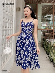 Đầm LOREN 2 dây hoa cúc xanh C1131