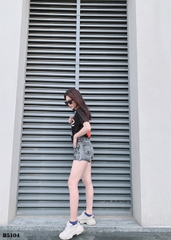 Quần jean short rách tua xám B5104