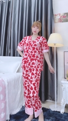 Đồ ngủ pijama tay ngắn quần dài đỏ D1722