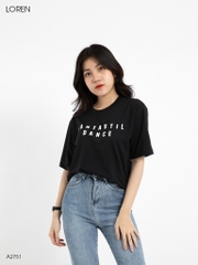 Áo thun nữ LOREN chữ in đen A2751