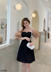 Đầm tay phồng đen C1359