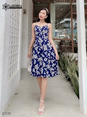 Đầm LOREN 2 dây hoa cúc xanh C1131