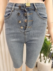 Quần jean ngố nhiều nút tua xanh B5198