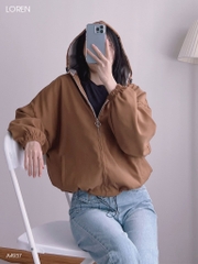 Áo khoác nữ LOREN da lộn tay phồng A4937