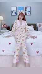 Đồ ngủ pijama dài phối cổ bèo hồng D1655