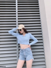Quần jean short 2 nút tua xanh B5114