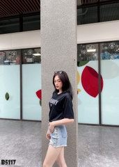 Quần jean short rách tua xanh B5117