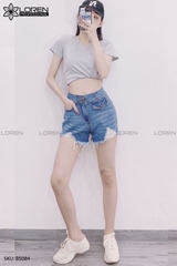 Quần jean short 2 nút tua xanh B5084