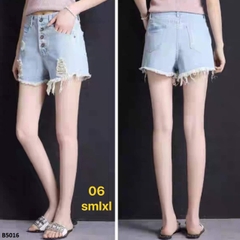 Quần jean short nhiều nút tua xanh B5016