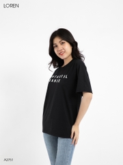Áo thun nữ LOREN chữ in đen A2751