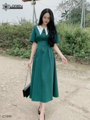 Đầm nữ LOREN cổ petter tay phồng C1999