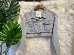 Áo khoác jean ngắn dây kéo xanh A4094