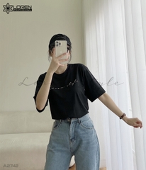 Áo thun nữ LOREN chữ Loren style đen A2742