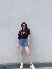 Quần jean short kiểu túi tua xanh B5112