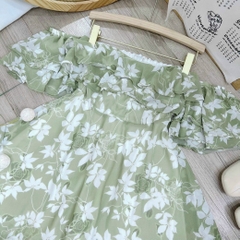 Đầm hoa nữ LOREN bẹt vại xanh bơ C1960