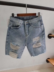 Quần jean ngố rách tua xanh B5051