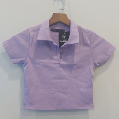 Áo croptop cổ trụ tím A6330