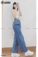 Quần jean ống rộng LOREN rách tua xanh B5425