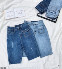 Quần jean ngố kiểu túi tua xanh B5184