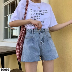 Quần jean short 2 nút tua xanh B5089
