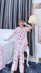 Đồ ngủ pijama tay ngắn quần dài hồng D1720