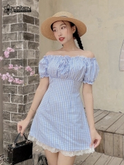 Đầm caro xanh C1170