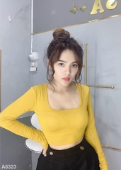 Áo croptop tay dài vàng A6323