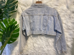 Áo khoác jean ngắn dây kéo xanh A4094