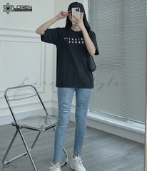 Áo thun nữ LOREN chữ in đen A2751