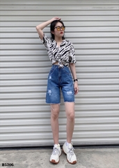 Quần jean ngố rách tua xanh B5206