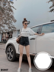 Quần jean short kiểu túi tua đen B5087