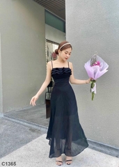 Đầm maxi dây tầng đen C1365