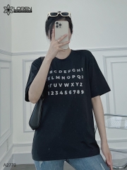Áo thun nữ LOREN in chữ đen A2770